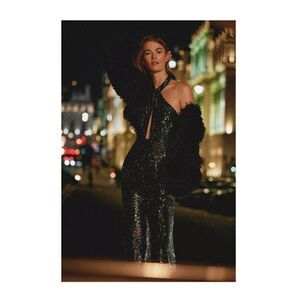 Anthropologie Black Sequin Jumpsuit